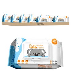 咪咪購物 純水濕紙巾 80抽 不含酒精 不含香精, 10包, 1組