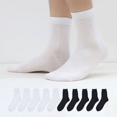 이지레그 남성용 시원한 쿨 무지 중목 양말 화이트 5켤레 + 블랙 5켤레
