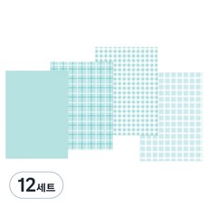 Iciel design 素色格紋6孔活頁手帳補充內頁 薄荷綠, 3套