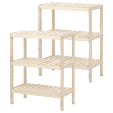 OLIVING 原木花盆鞋架多功能收納層架, 原木色, 2個