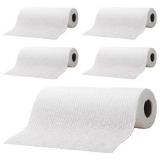 乾濕兩用懶人抹布 - 白色, 木漿+PP材質, 25x25 公分, 50張/卷, 1入, 5捲