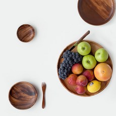 니코트 우드 플레이트 round 4종세트, 1세트, 플레이트 XS + S + L + XL