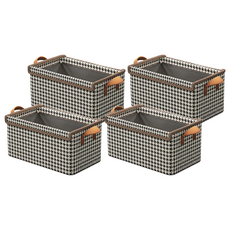 BangJiaShi 幫家適 帶蓋摺疊衣物收納盒 485g, 1層, 千鳥格 黑色 + 白色