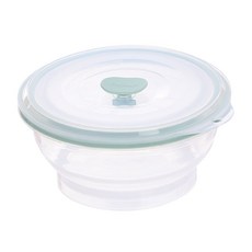 FaSoLa 食品用鉑金矽膠可微波帶氣孔蓋摺疊碗 335ml, 綠色, 1個