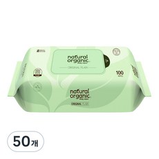 네츄럴오가닉 오리지널 플레인 물티슈 리필형, 50g, 100매, 50개