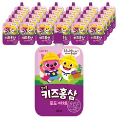 롯데칠성음료 핑크퐁 키즈홍삼, 혼합맛(포도/야채), 40개, 100ml