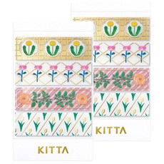 KING JIM KITTA 隨身攜帶和紙膠帶, 圖案設計, Clear透明/金箔 禮物, 2個