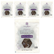 MUSO 有機糙米仙貝 黑芝麻 (60g/包) - 日本產有機糙米、黑芝麻製成 無麩質, 5包