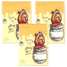 sun-star 小熊維尼95週年 L型 A4 資料夾 310 x 220 x 0.5mm 25g, 3個, 黃色