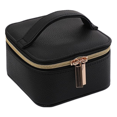 Viita 自由分隔 韓系旅行便攜手提首飾珠寶盒/飾品收納盒, 高級黑, 1個