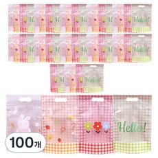 미미파티 감성 귀여운 구디백 손잡이 지퍼백 포장 봉투, 혼합색상, 100개