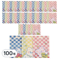 미미파티 감성 귀여운 구디백 손잡이 지퍼백 포장 봉투, 체크곰돌이, 100개