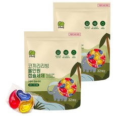 코끼리리빙 올인원 캡슐세제 장미향, 2개, 32개입