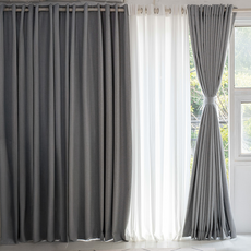 비침없는 빛 차단 암막커튼 아일렛형 2p + 커튼봉 + 안뚫어고리 3p 세트 방문설치