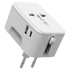 누아트 해외 여행용 멀티 어댑터 2포트 C타입 + USB 포트 화이트, 1개