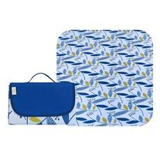 戶外防水野餐墊 600D牛津布+PVC防水層, 180 x 145cm, 06藍葉子