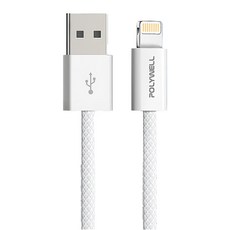 POLYWELL 寶利威爾 USB To Lightning PD編織快充線 3A PW15-W45-M905, 3m, 灰白色, 1條