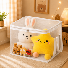 루미미루 먼지차단 PVC 투명 장난감 정리함 지퍼형, 화이트, 1개