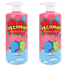 Yecomam 兒童大容量3合1多效合一沐浴洗髮露 草莓, 1L, 2個