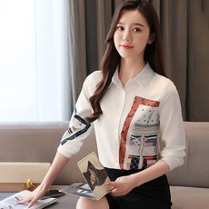 LUNAGIRL 印花圖案長袖襯衫