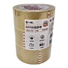 包大師 超黏高用量OPP封箱膠帶 48mm x 90M 3捲裝, 1組, 透明