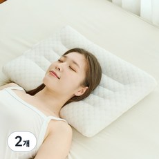 달콤상점 푹신한 경추 낮은 베개, 화이트, 2개