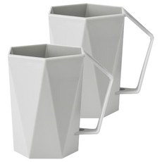 OMORY 抽象幾何把手漱口杯 10.5 x 10 x 8.5cm 330ml, 灰色, 2個