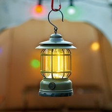 코멧 걸어서 사용하는 충전식 LED 감성 캠핑 랜턴, 카키, 1개