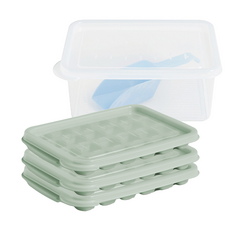 EASY&FREE 단콩이 輕鬆取冰 冰塊盒 24格 3入 + 1.9L 容器 + 冰杓 套組, 綠色, 1套