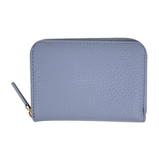 真皮頭層牛皮13卡位風琴零錢包短夾女夾, 11 x 8.3 x 2.5cm, 淺藍