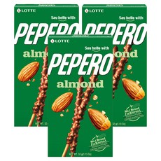 LOTTE PEPERO 杏仁巧克力棒, 32g, 3盒