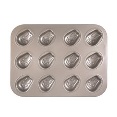 Hanomad 兔子造型瑪德蓮模具 12孔 金色, 1個
