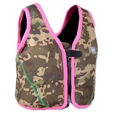 Splash About 兒童浮力夾克 2.5MM 厚度 可調整式浮力系統, 3~6歲, 撞色迷彩 + 桃紅色, 1件
