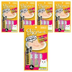 INABA CIAO 啾嚕 化毛配方肉泥, 條狀包裝設計, 添加綠茶成分, 雞肉, 56g, 5袋