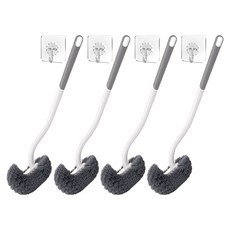 Musikine 細緻曲線型浴室馬桶清潔刷 + 掛鉤架套組, 4套, 灰色