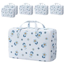 小麥購物 花朵棉被衣物收納袋 L179 105L, 6個, 藍色花朵