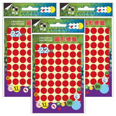 鶴屋 圓形 圓點標籤 121B 紅色, 3個, 630個裝