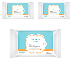 GOONGBE 宫中秘策 溫和防曬潔膚濕巾, 30枚入, 3個
