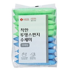 롯데이라이프 착한 투명스펀지 수세미, 10개입, 1개