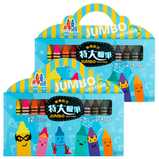 SIMBALION 雄獅文具 新易 特大蠟筆, 12色, 2盒