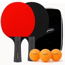 NIGAJOHWA 桌球拍 2入 + 桌球 3入 + 收納袋組合, 1套, 單一商品