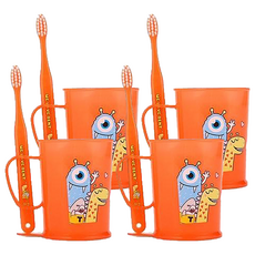 WEDENT 威登 兒童用百變牙刷 + 漱口杯組 3~5歲用 橘色, 4套