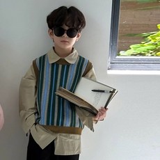 Arbe 兒童荷葉邊線條針織背心