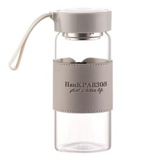 玻璃皮套 耐熱水杯 附茶隔, 灰色, 480ml, 1個