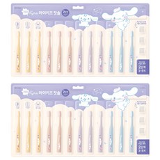 그린핑거 마이키즈 시나모롤 셀프 스탠딩 초극세모 유아용 칫솔 2단계 12p + 칫솔캡 3p 세트, 레몬 + 핑크 + 퍼플 + 블루, 15개입, 2세트