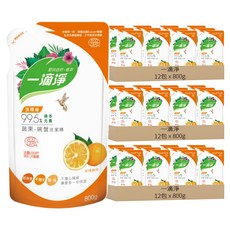 一滴淨 蘆薈多酚食品用洗潔精補充包 柑橘, 800g, 36包