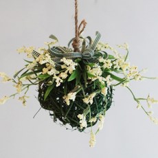 都市庭園 胡枝子圓球人造花懸掛飾品, 奶油色