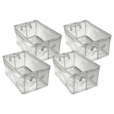 折疊鋼架收納盒, 中號(30 x 24 x 17cm), 透白色, 4個