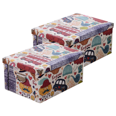 星星多樣鮮豔色彩紙質生活箱 30*20*15cm, 10 型, 2個