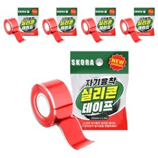 스코라 절연 자기융착 실리콘 테이프 레드 25mm x1.5m, 5개